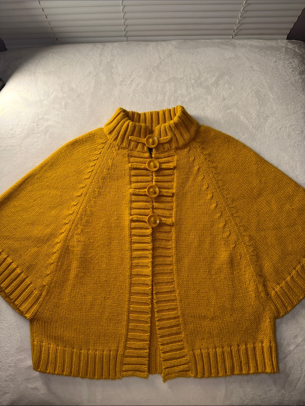Apostrophe Mustard Yellow Button-Front Knit Cape